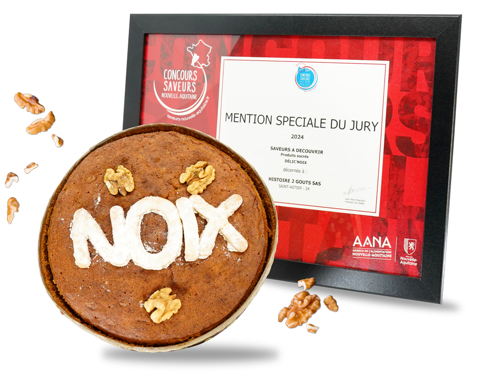 Gâteaux aux noix nommé "Délic'noix" avec mention spéciale du jury, concours saveurs Nouvelle-Aquitaine